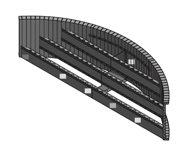 10' Radius Straight Tread Steel Step 42"
